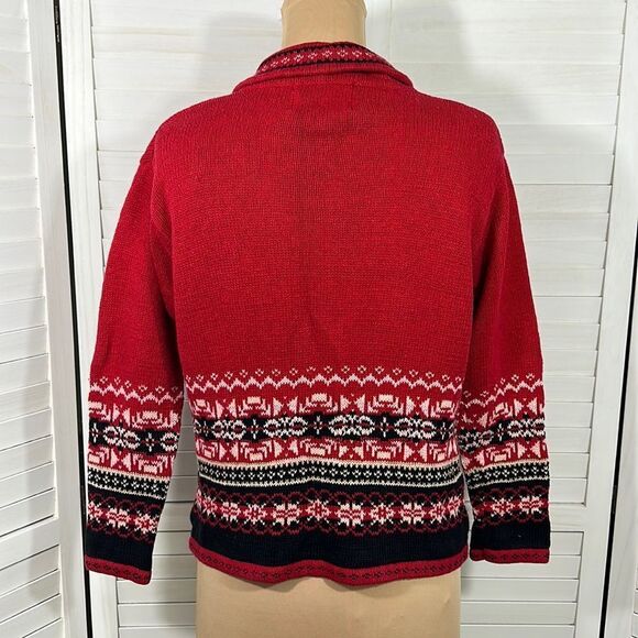 Christmas Sweater Jacket Small Vintage Ski Holiday 80s - Picture 3 of 14